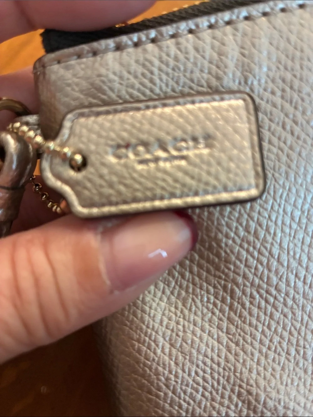 Coach Silver Metallic Pebbled Wristlet Clutch